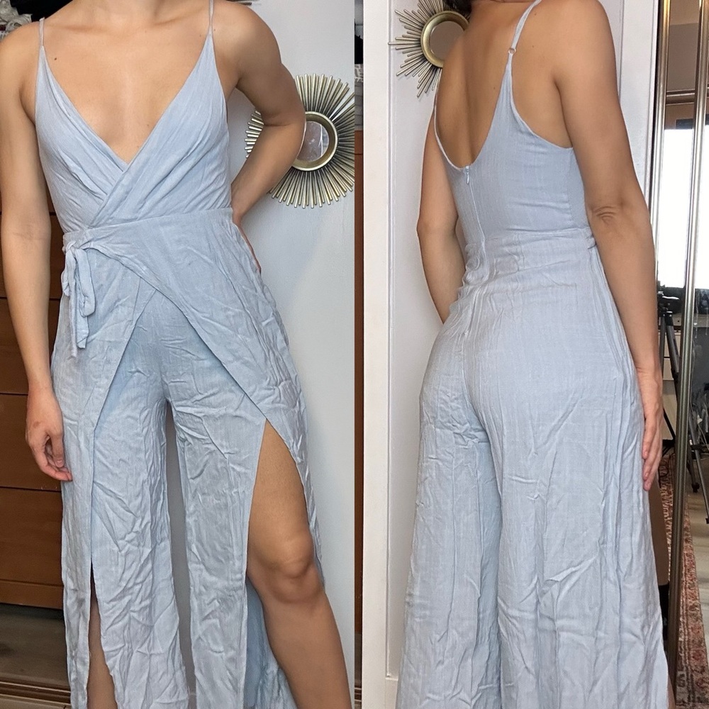 Blue Flowy Jumpsuit